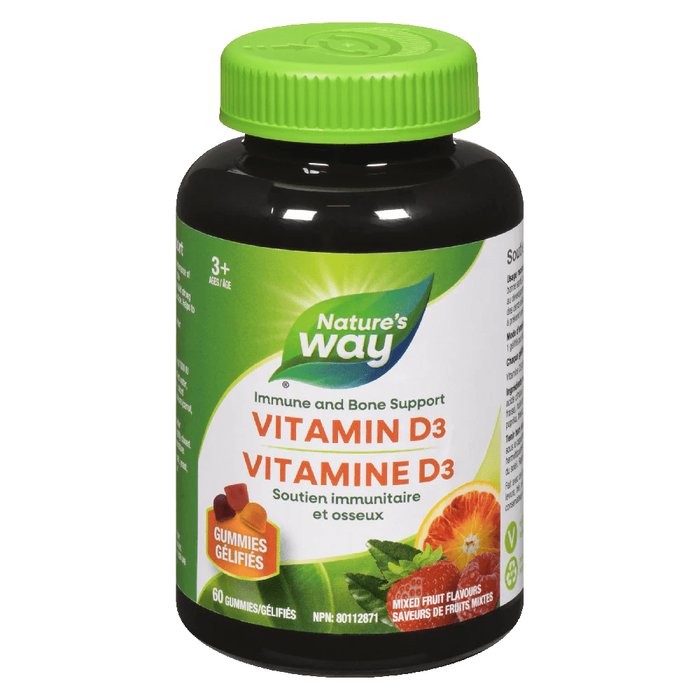 NATURE'S WAY Suppléments Vitamine D3 (fraises, pêches, mangues)  60gummies