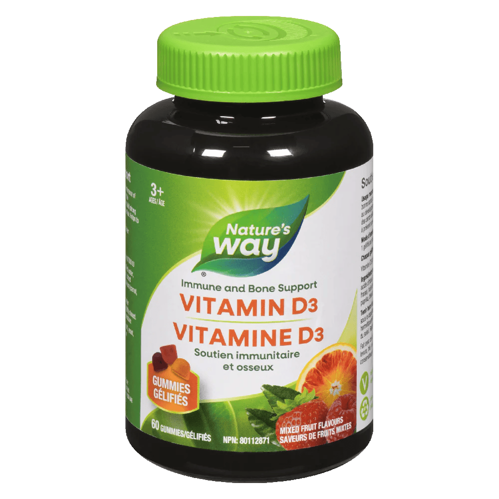 NATURE'S WAY Suppléments Vitamine D3 (fraises, pêches, mangues)  60gummies
