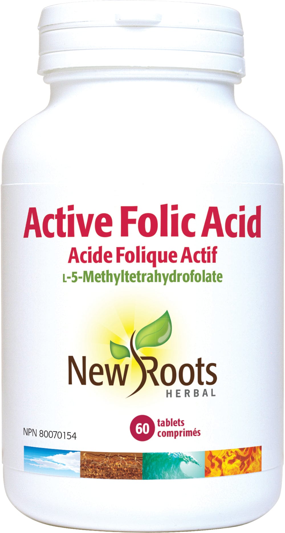 NEW ROOTS HERBAL Suppléments Acide folique actif (L-5 Methyltetrahydrofolate) 60comp