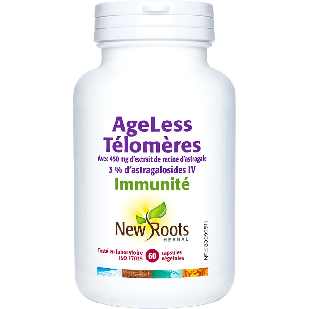 NEW ROOTS HERBAL Suppléments Ageless télomères 60caps