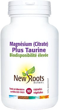 NEW ROOTS HERBAL Suppléments Magnésium citrate et taurine  90caps