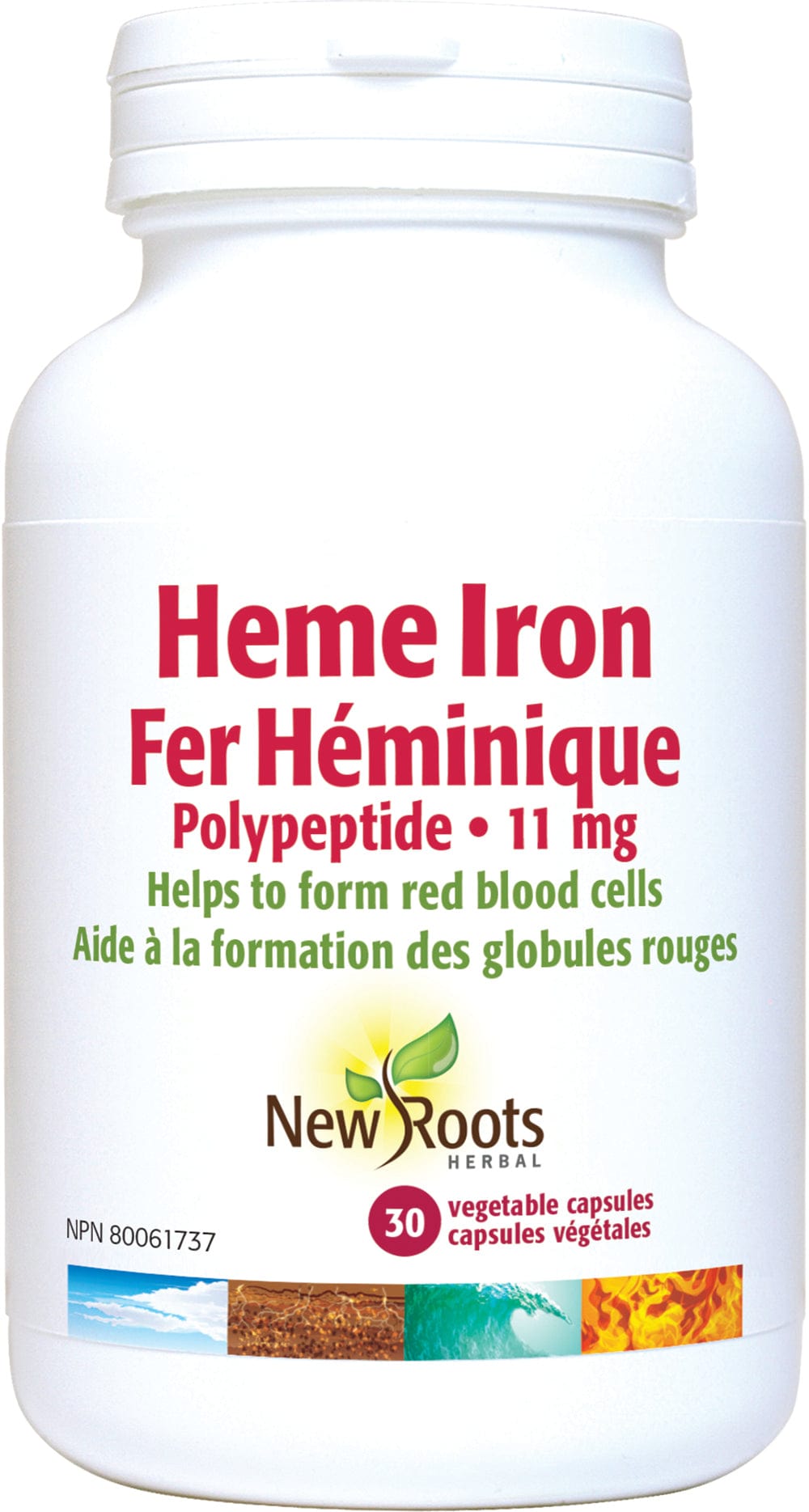 NEW ROOTS HERBAL Suppléments Polypeptide Fer Héminique 11mg 30caps