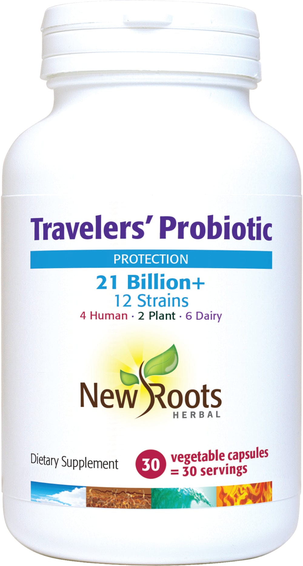 NEW ROOTS HERBAL Suppléments Probiotique du voyageur (Travelers')(contre diarrhée ) (21milliard) 30caps