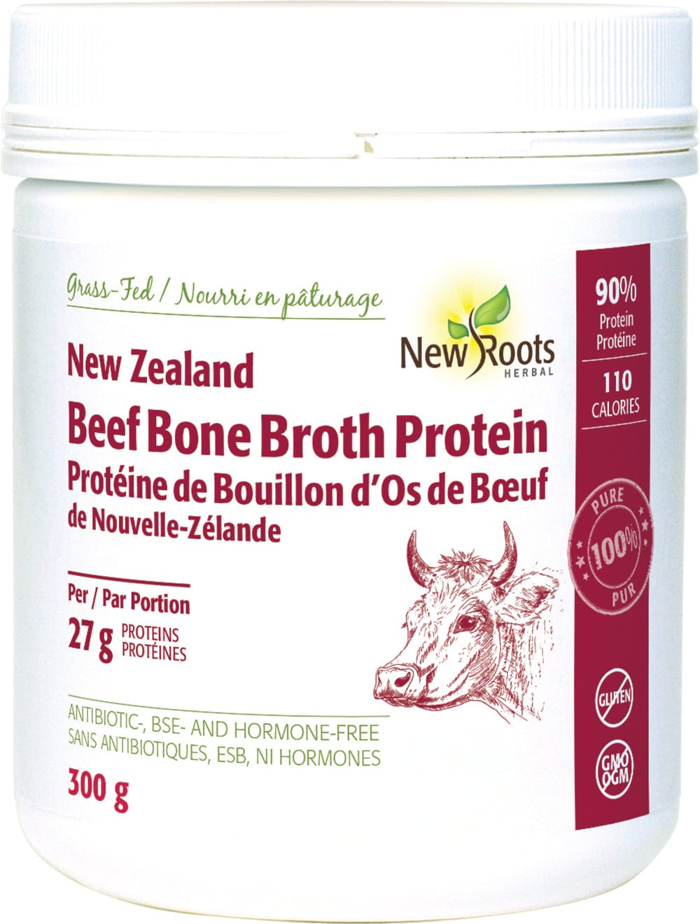 NEW ROOTS HERBAL Suppléments Protéine de bouillon d'os de bœuf  300g