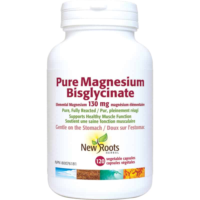 NEW ROOTS HERBAL Suppléments Pure magnésium bisglucinate (130mg)  120vcaps