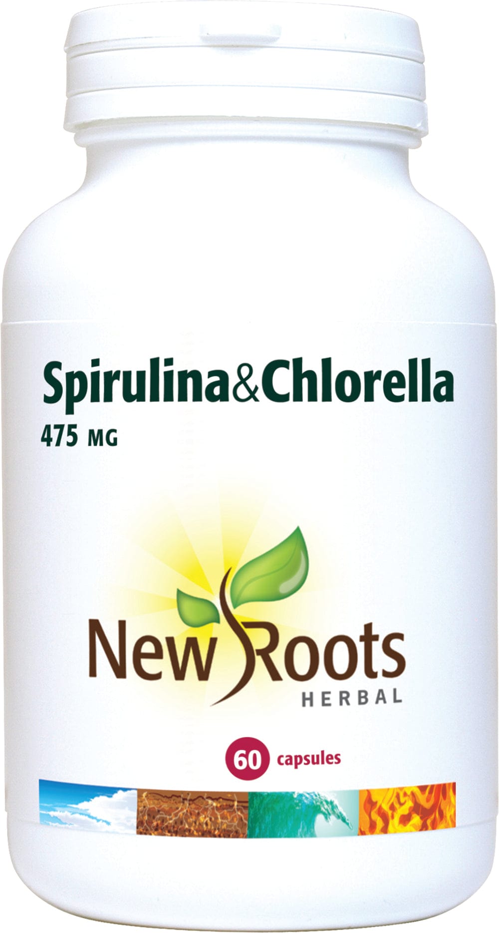 NEW ROOTS HERBAL Suppléments Spiruline et chlorella 475mg 60caps