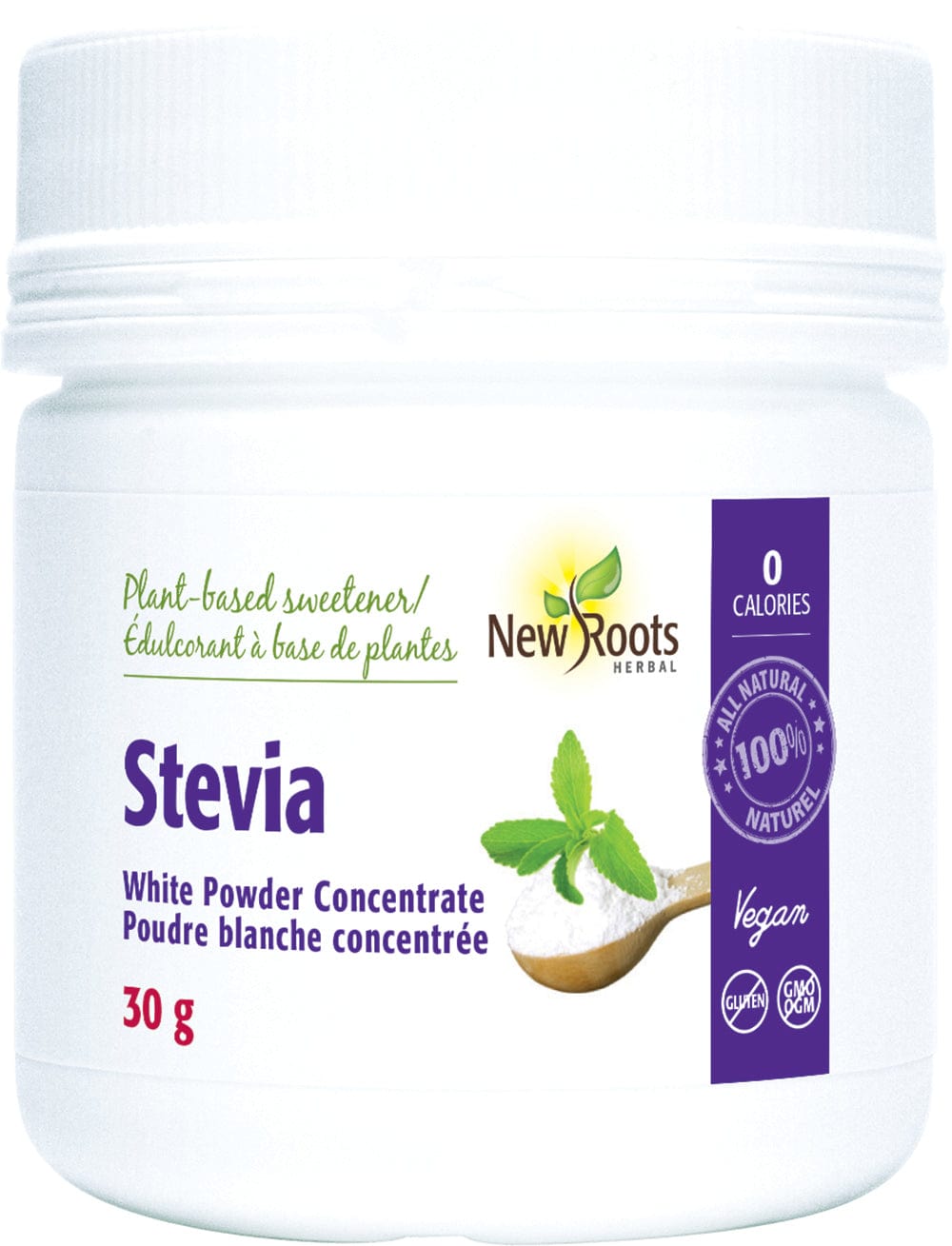 NEW ROOTS HERBAL Suppléments Stevia poudre (poudre blanche concentrée) 30g