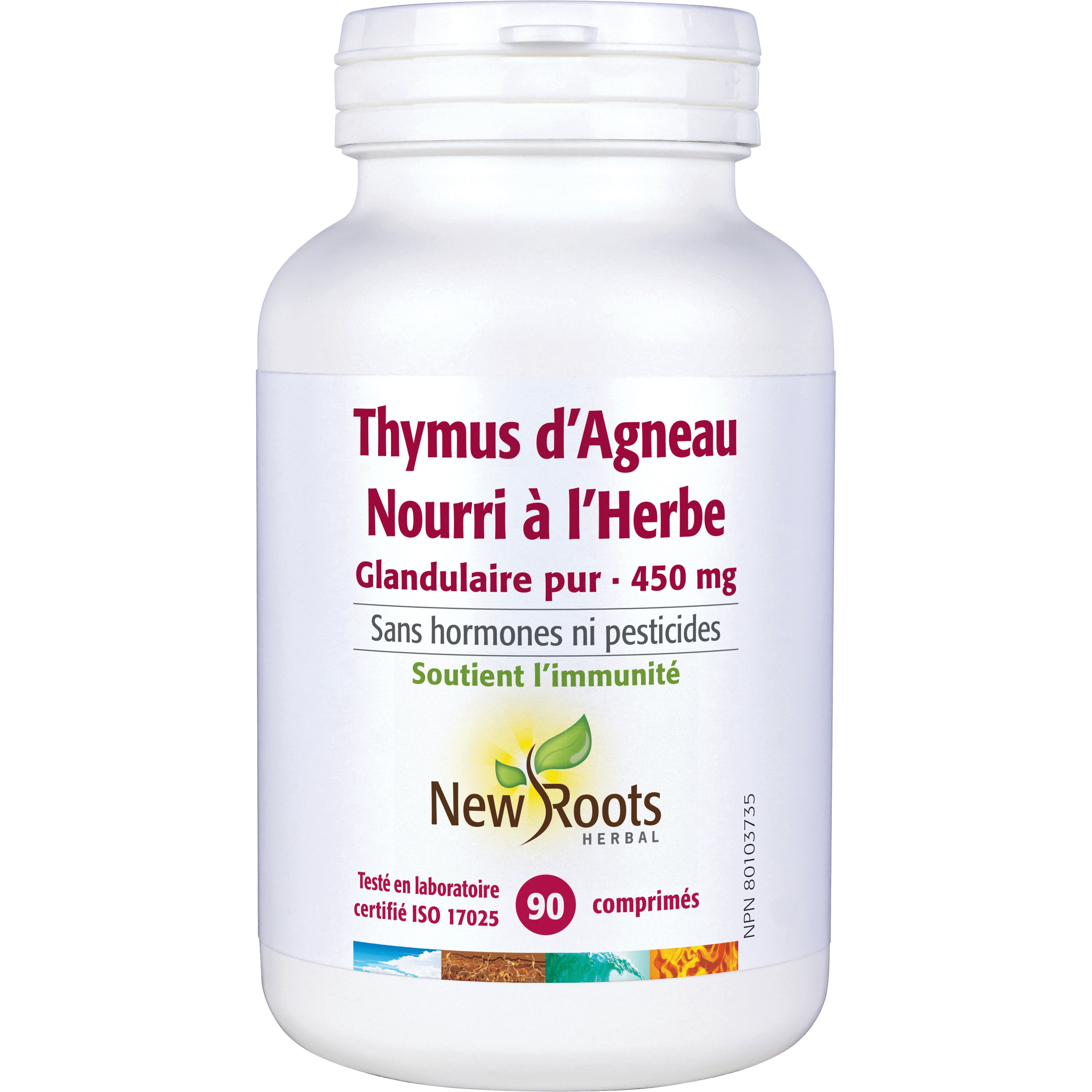 NEW ROOTS HERBAL Suppléments Thymus d'agneau nourri à l'herbe 450mg 90comp
