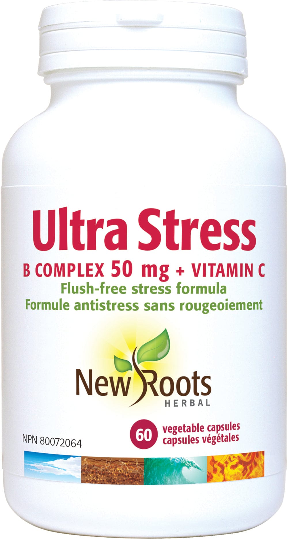 NEW ROOTS HERBAL Suppléments Ultra Stress B complex 50mg et vitamine C 60caps