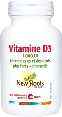 NEW ROOTS HERBAL Suppléments Vitamine D3 1000 IU  180gel