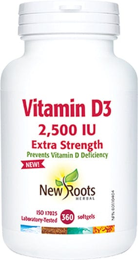 NEW ROOTS HERBAL Suppléments Vitamine D3 2 500 IU 360gels