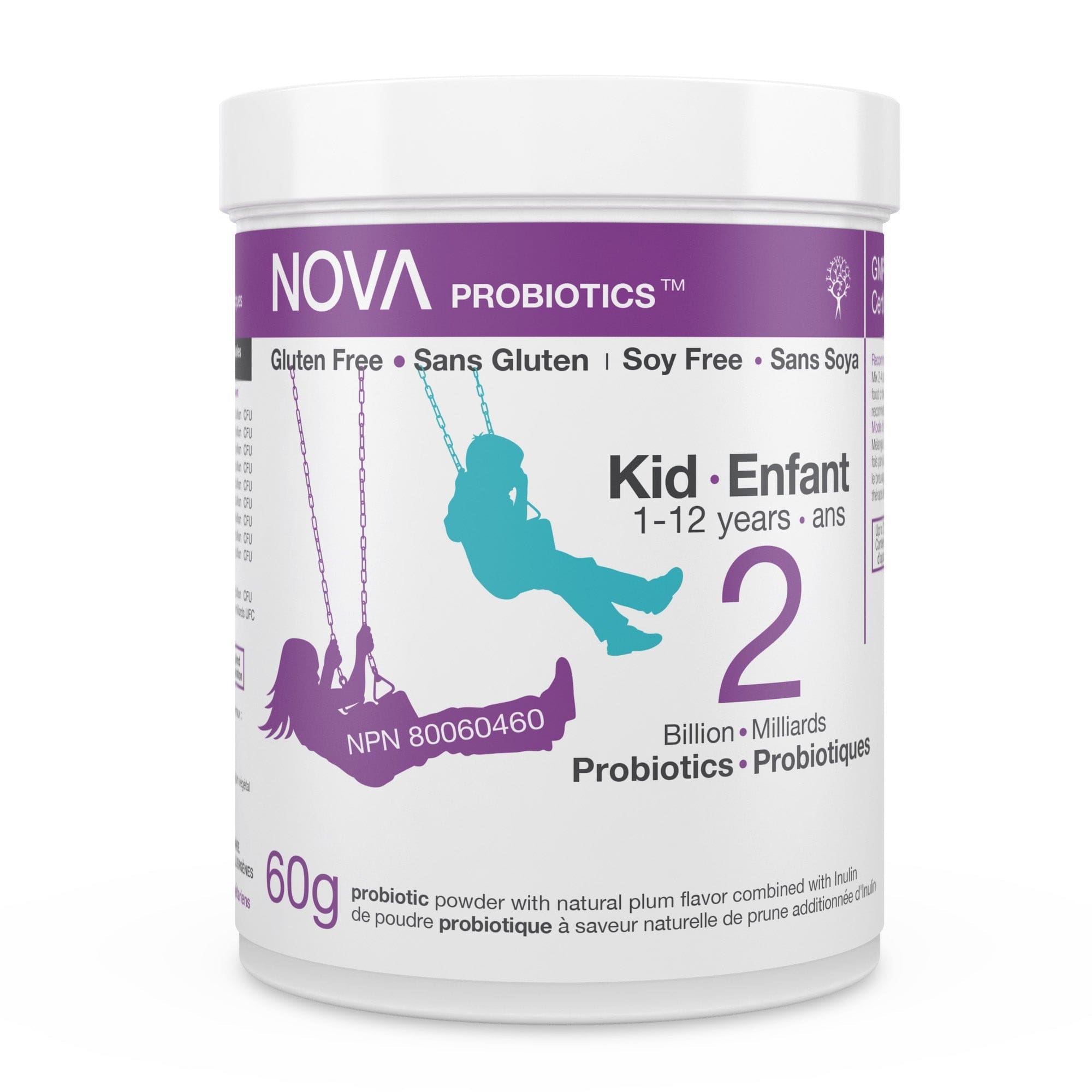 NOVA PROBIOTICS Suppléments Enfant 1à 12 ans (9 souches, 2 milliards) (NPN 80029510) 60g