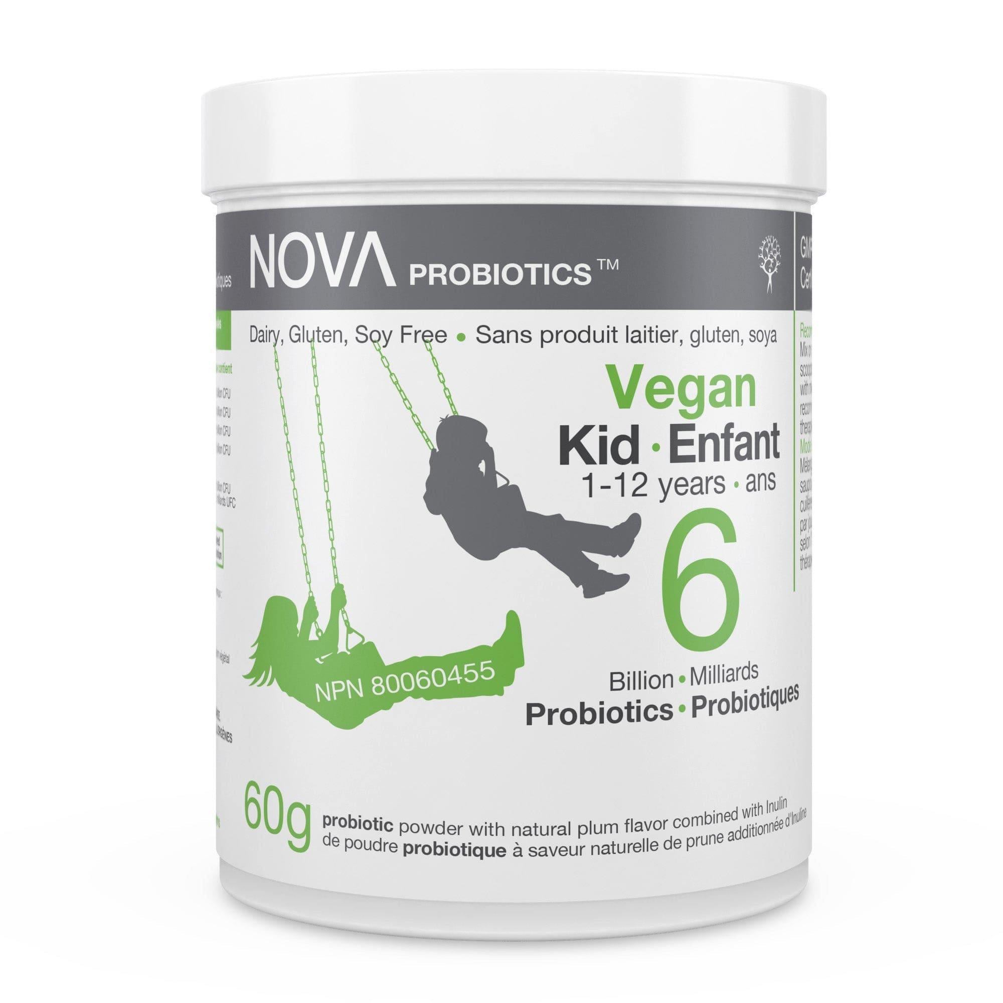 NOVA PROBIOTICS Suppléments Vegan enfant 1à 12 ans (4 souches, 6 milliards) (NPN80025938) 60g