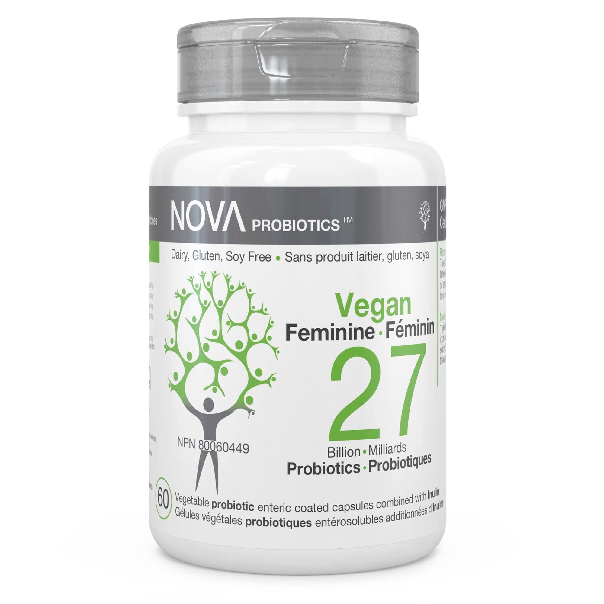 NOVA PROBIOTICS Suppléments Vegan féminine (4 souches, 27 milliards) (NPN80031388) 60caps