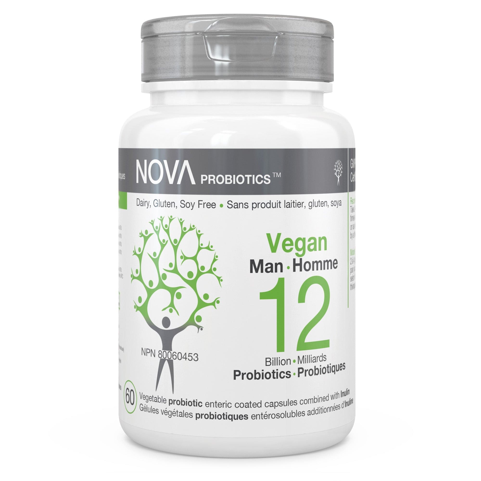 NOVA PROBIOTICS Suppléments Vegan homme (4 souches, 12 milliards) (NPN80029474) 60caps
