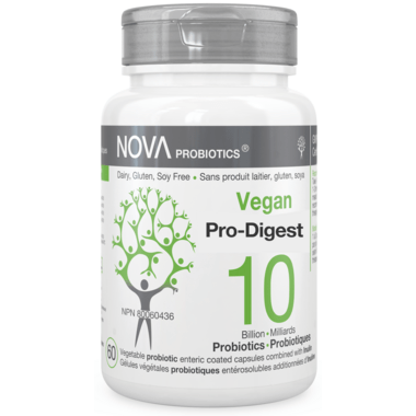 NOVA PROBIOTICS Suppléments Vegan pro-digest (4 souches, 10 milliards) (4 souches, 10 milliards) (NPN80026654) 60caps
