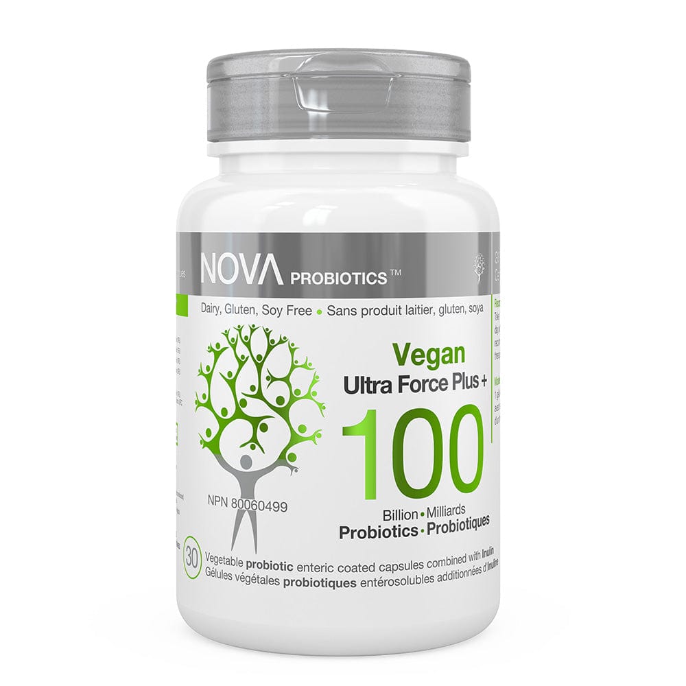 NOVA PROBIOTICS Suppléments Vegan ultra-force plus+ (4 souches,100 milliards) (NPN80060499) 30caps