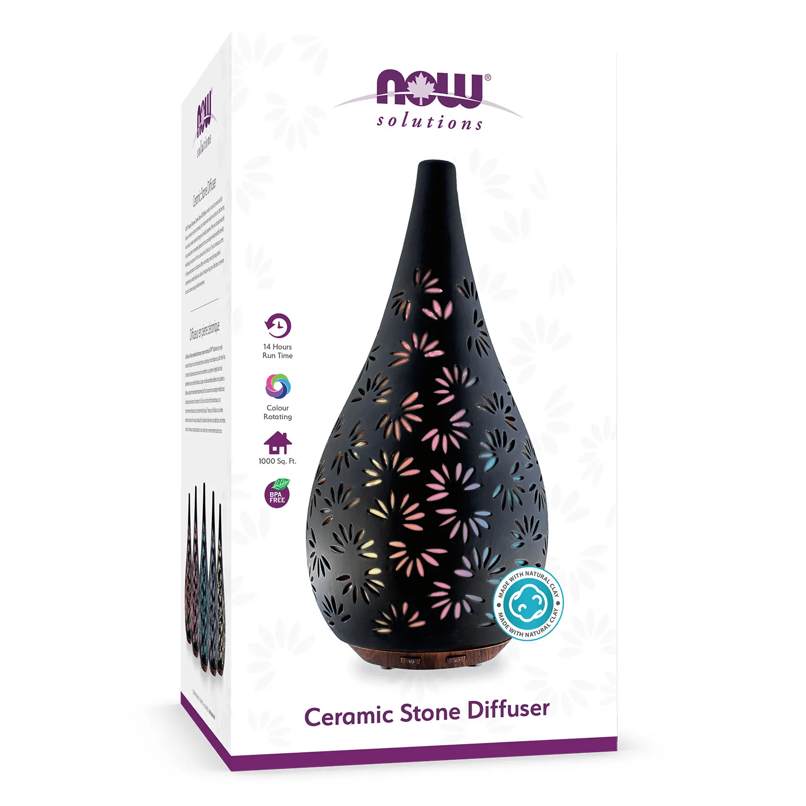 NOW Soins & beauté Diffuseur en pierre céramique noire avec couleur rotative (un)