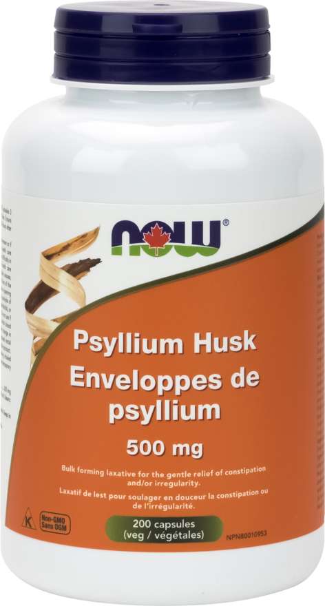 NOW Suppléments Écorces de psyllium 500mg 500caps