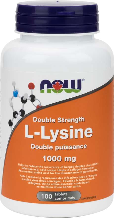 NOW Suppléments L-Lysine 1000mg (extra puissant) 100comp