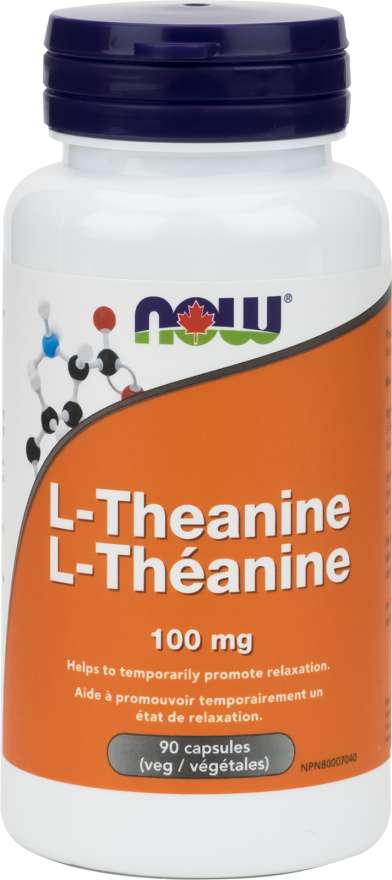 NOW Suppléments L-Théanine (100mg de thé vert) 90vcaps