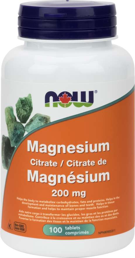 NOW Suppléments Magnesium citrate 200mg 100comp