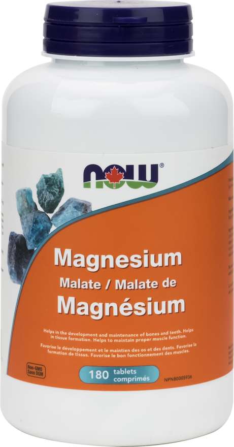NOW Suppléments Malate de magnésium  180comp