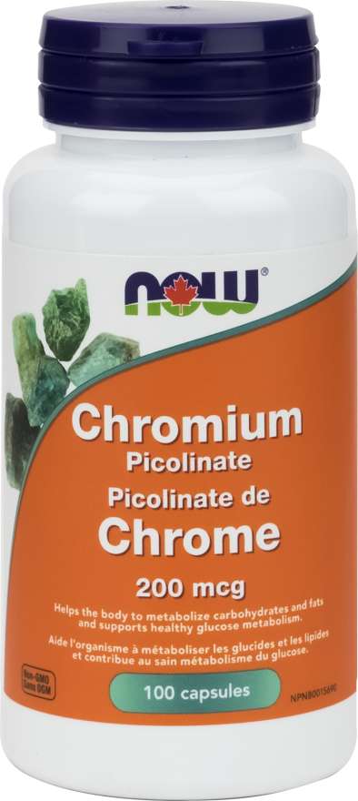 NOW Suppléments Picolinate de chrome 200mcg 100caps