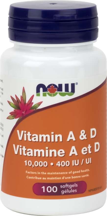 NOW Suppléments Vitamine A et D 100gel
DATE DE PÉREMPTION : 31 MAI 2024