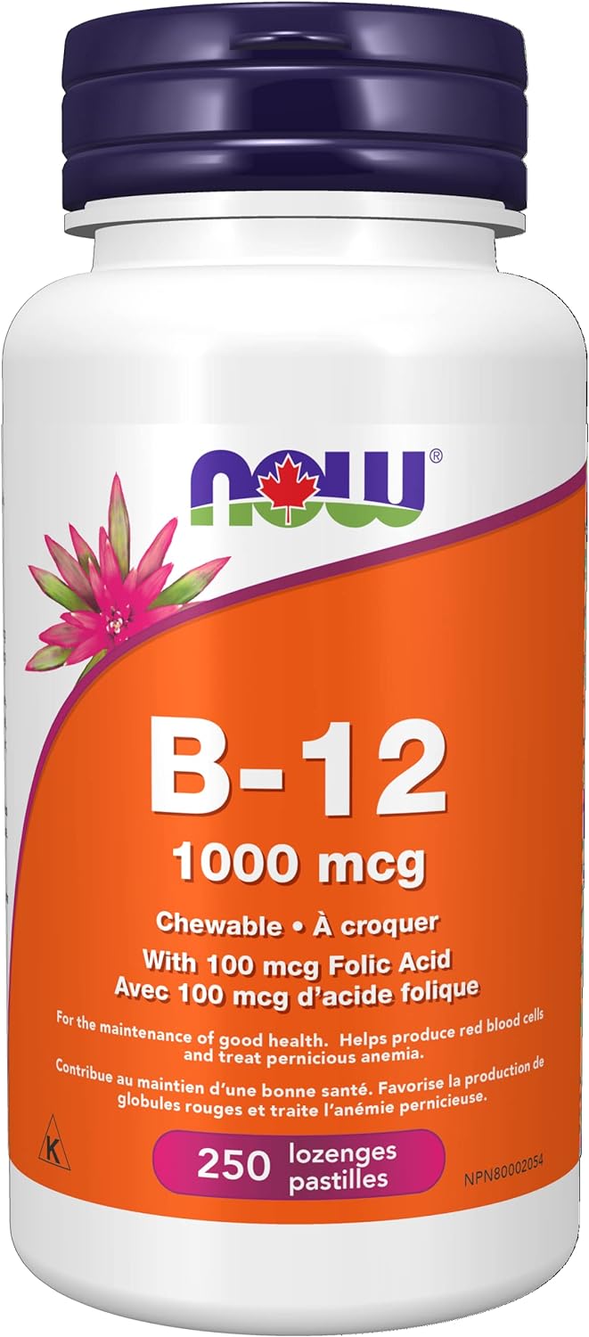 NOW Suppléments Vitamine B-12 (1000mcg/à croquer) 250past