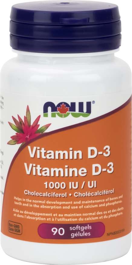 NOW Suppléments Vitamine D-3 1000 U.I. 180gel