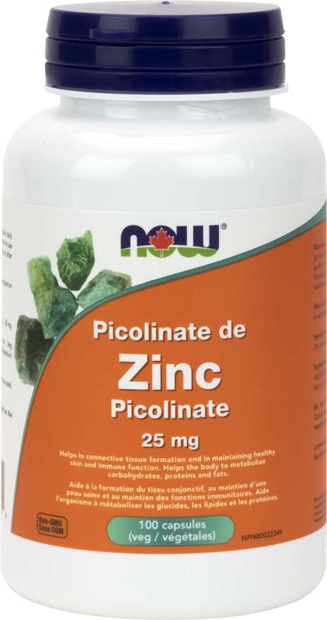 NOW Suppléments Zinc picolinate 25mg 100caps