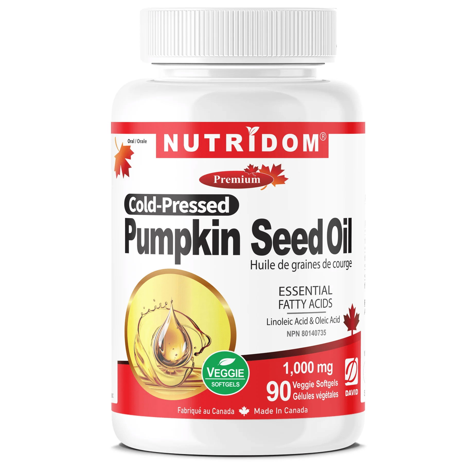 NUTRIDOM Suppléments Huile de graines de courge  90vgels