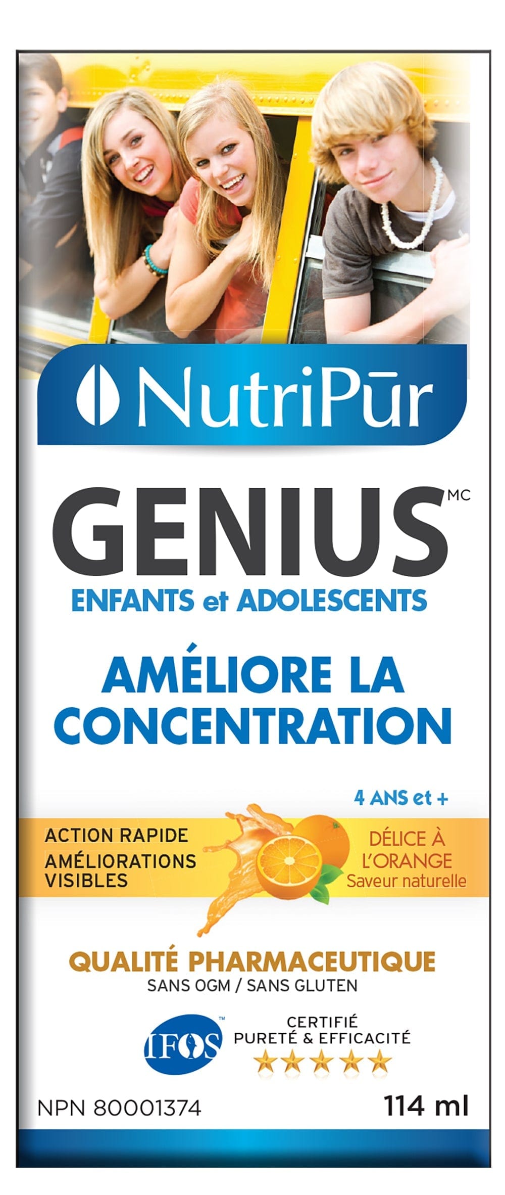 NUTRIPUR Suppléments Genius (enfants/liquide orange) 114ml