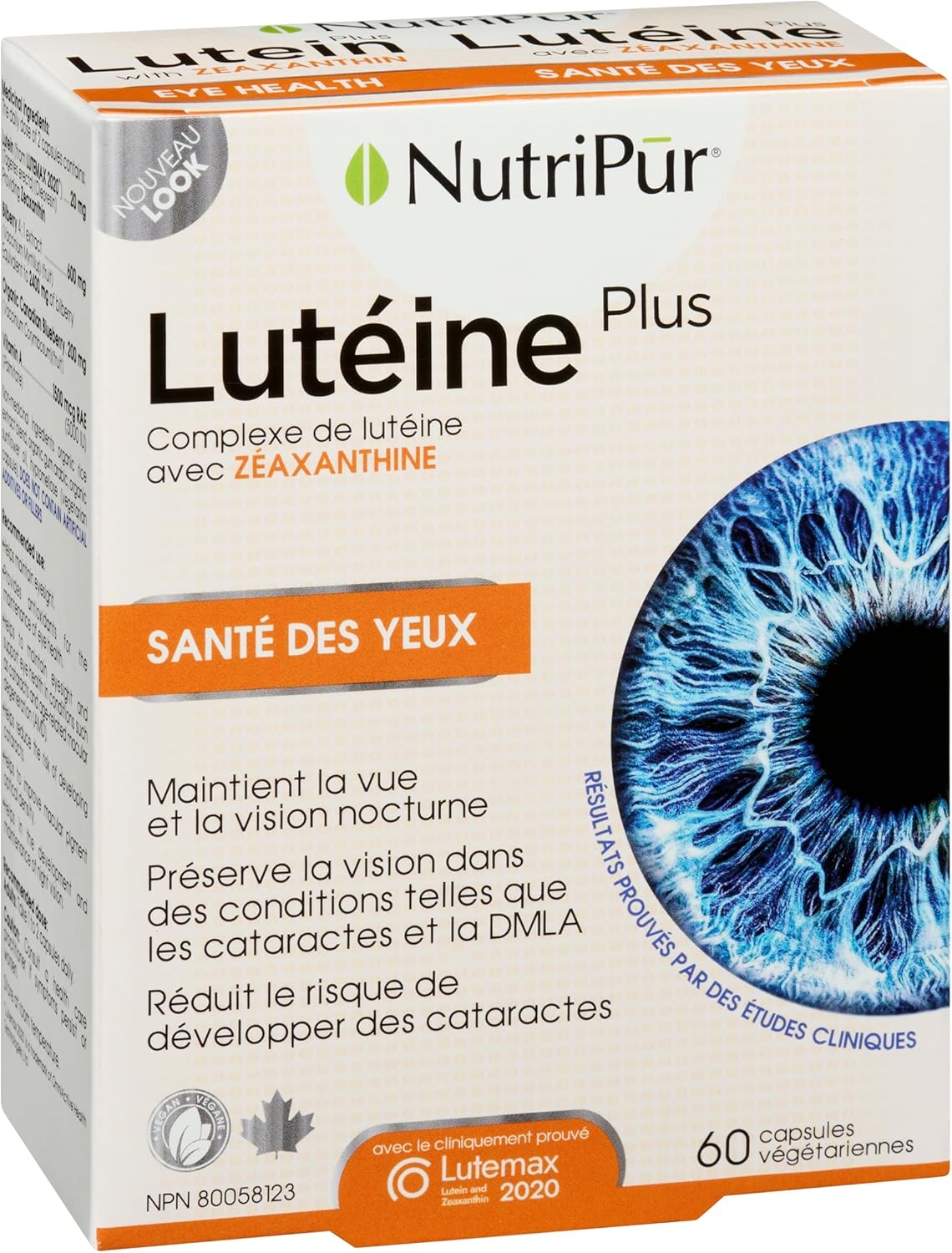 NUTRIPUR Suppléments Lutéine plus (maintient santé yeux et vision nocturne) 60vcaps