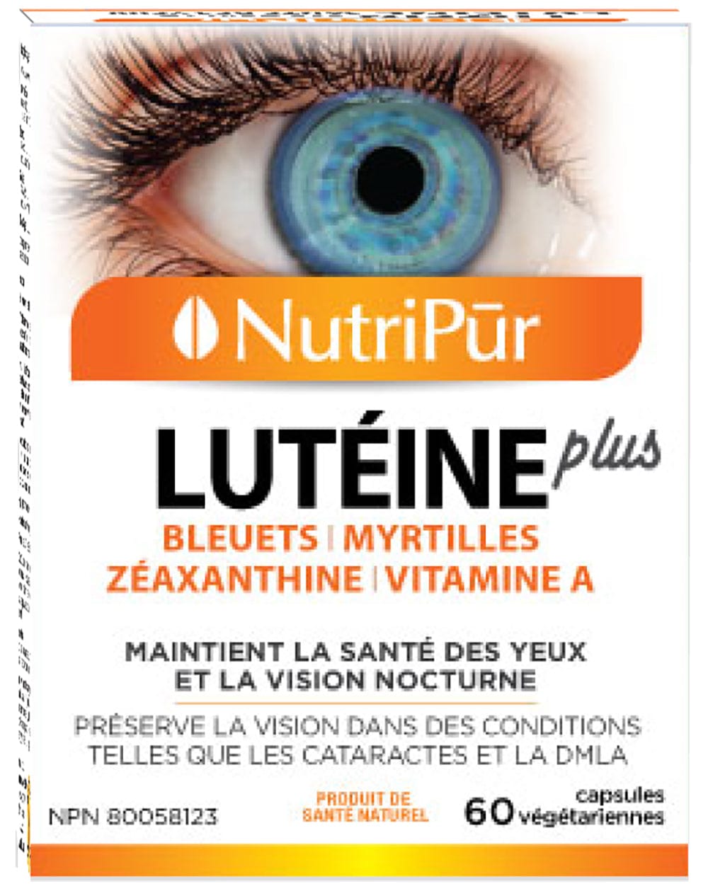 NUTRIPUR Suppléments Lutéine plus (maintient santé yeux et vision nocturne) 60vcaps