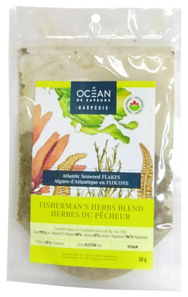 OCEAN DE SAVEURS GASPÉSIE Épicerie Algues d'Atlantique flocons herbes du pêcheur bio 30g
