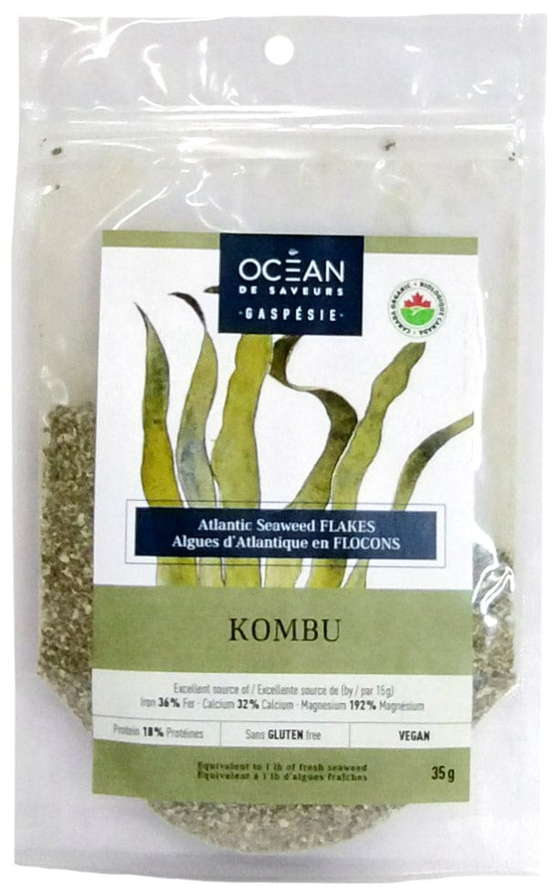 OCEAN DE SAVEURS GASPÉSIE Épicerie Algues d'Atlantique flocons kombu bio 35g