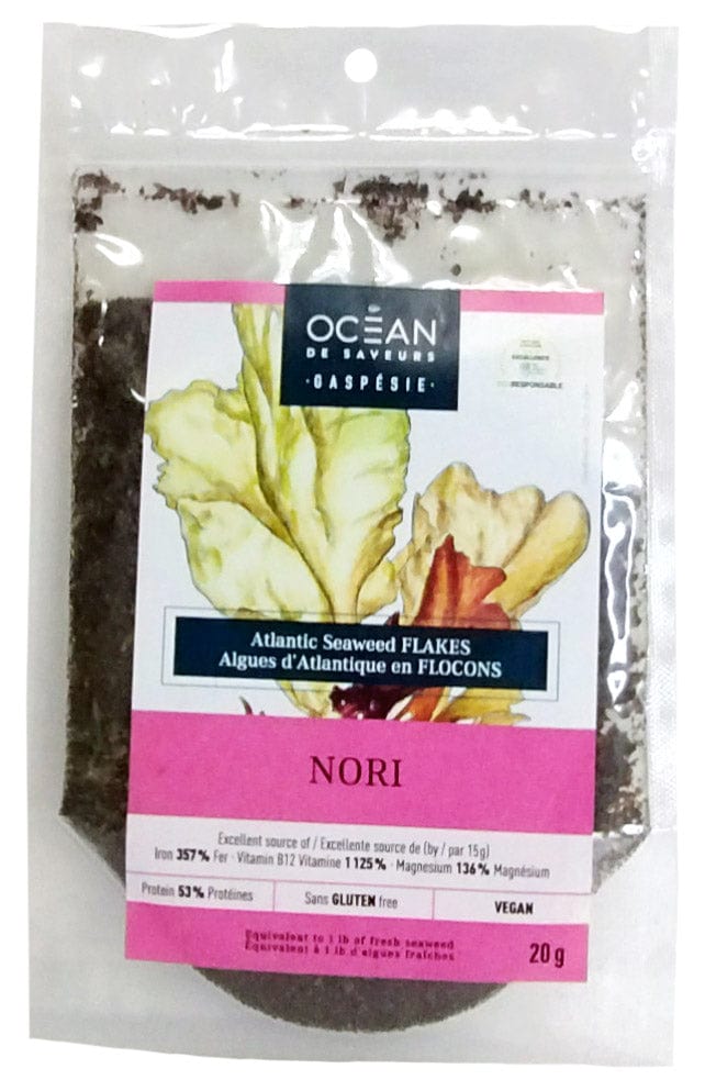 OCEAN DE SAVEURS GASPÉSIE Épicerie Algues d'Atlantique flocons nori bio 20g