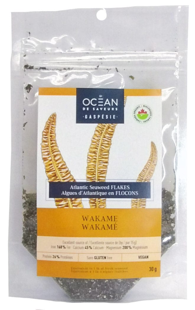 OCEAN DE SAVEURS GASPÉSIE Épicerie Algues d'Atlantique flocons wakame bio 30g