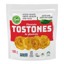 OJAS VEGAN Épicerie Tostones de plantain au piment jalapeno 100g 
DATE DE PÉREMPTION : 9 DÉCEMBRE 2025