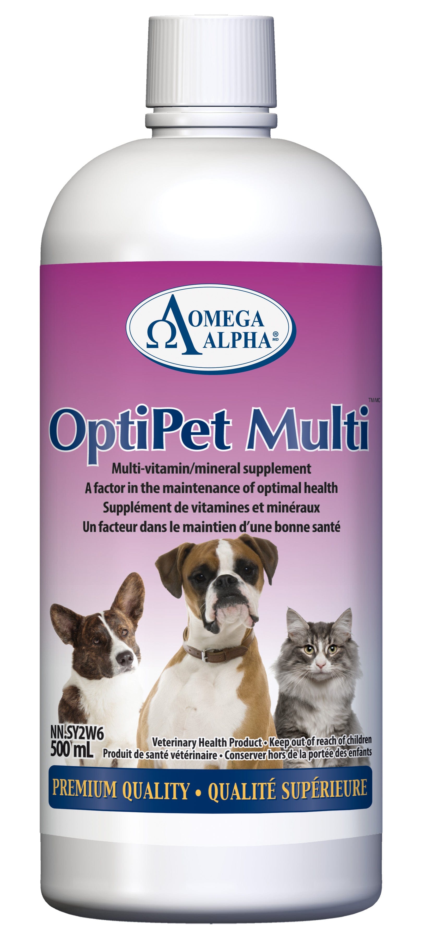 OMÉGA ALPHA ANIMAUX Suppléments Optipet multi (vitamines pour la santé) 500ml