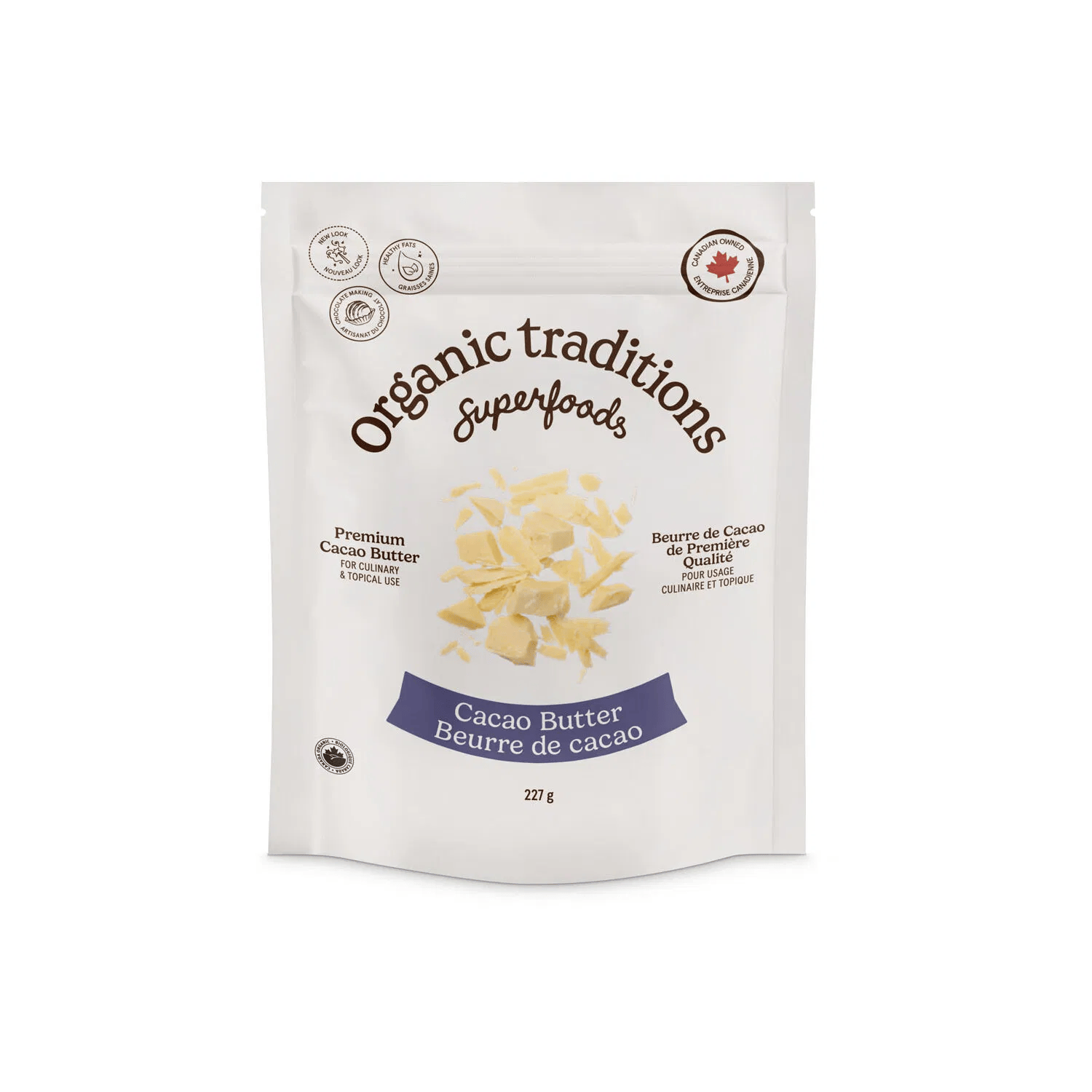 ORGANIC TRADITIONS Épicerie Beurre de cacao bio 227g