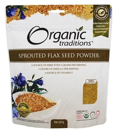 ORGANIC TRADITIONS Épicerie Graines de lin germées en poudre bio 227g