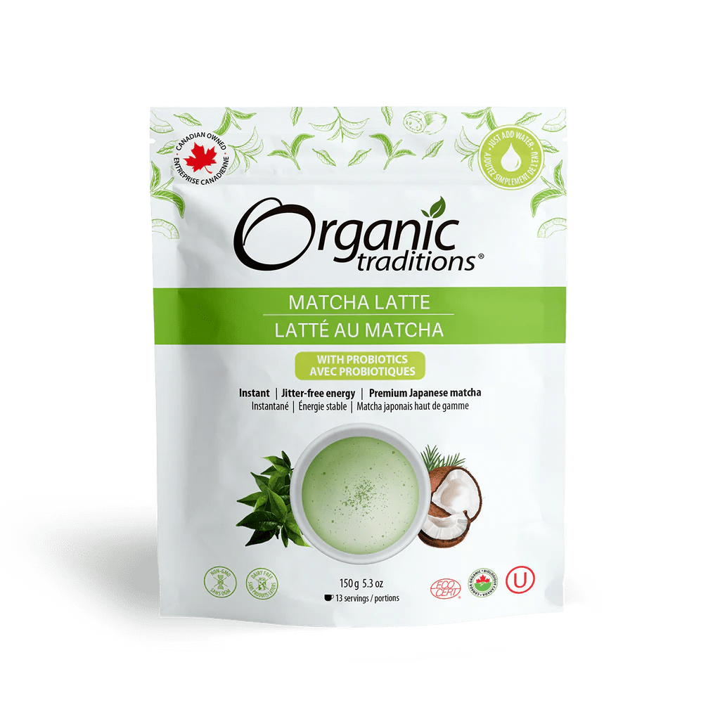 ORGANIC TRADITIONS Épicerie Latté matcha avec probiotiques bio 150g
