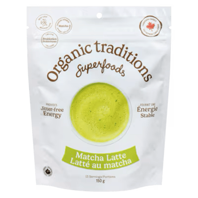 ORGANIC TRADITIONS Épicerie Latté matcha avec probiotiques bio 150g