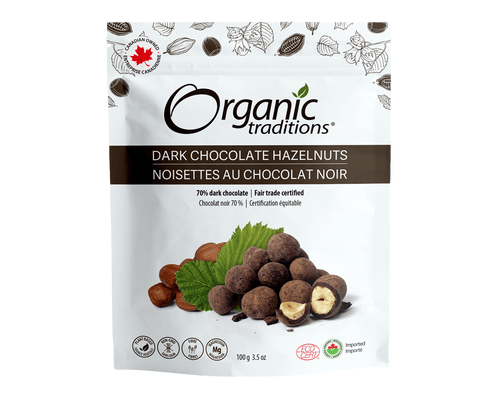 ORGANIC TRADITIONS Épicerie Noisettes au chocolat noir bio 100g