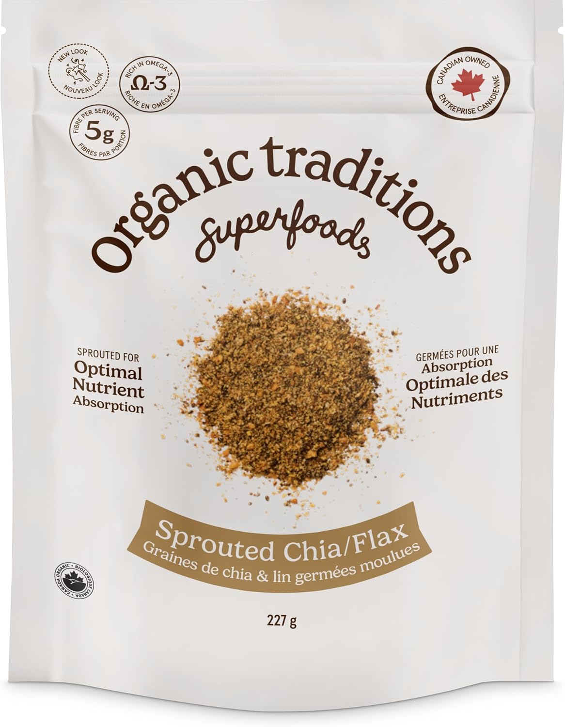 ORGANIC TRADITIONS Épicerie Poudre chia et lin germée bio 227g
