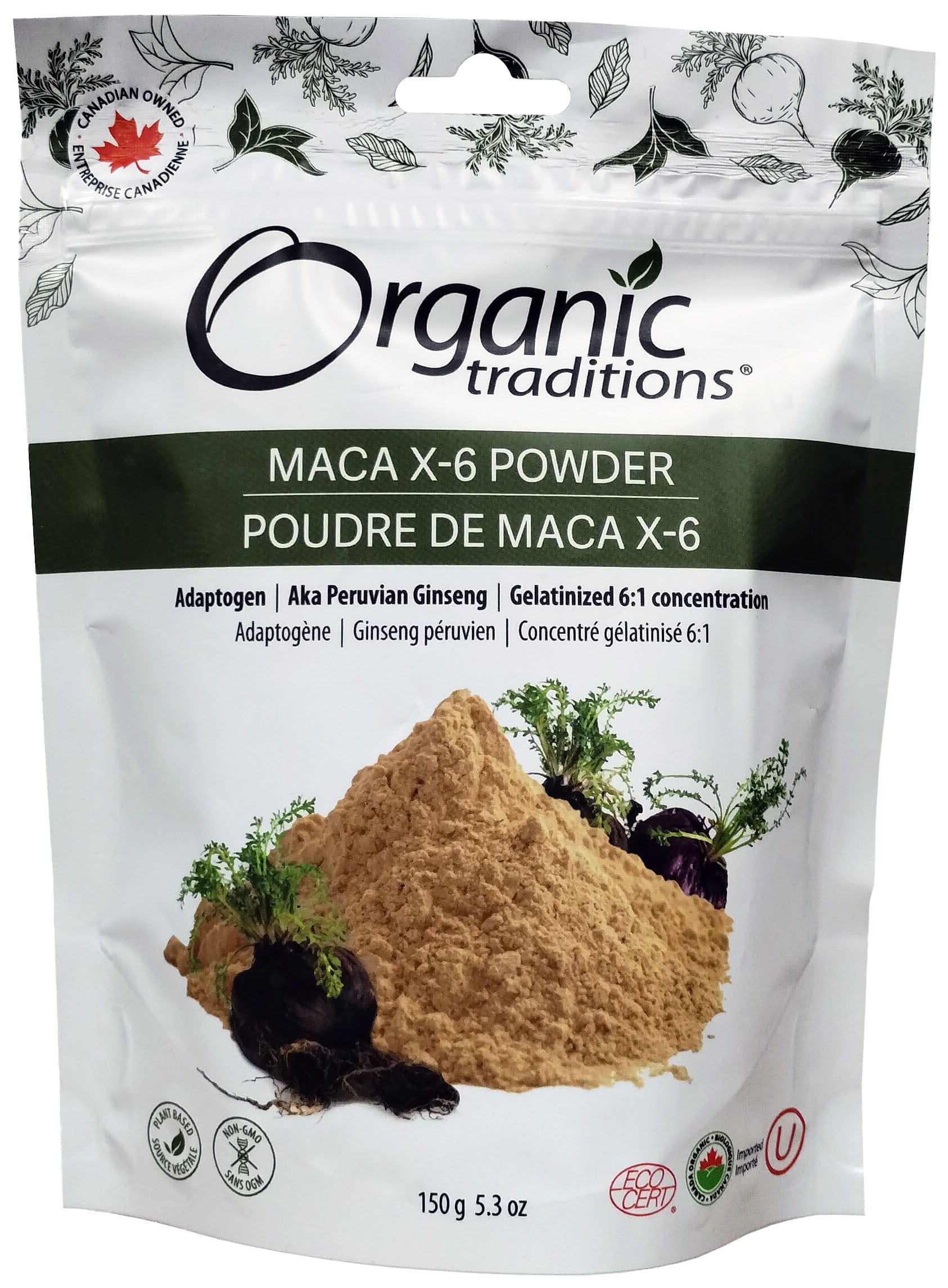 ORGANIC TRADITIONS Épicerie Poudre de maca X-6 noir et rouge-poupre bio 150g