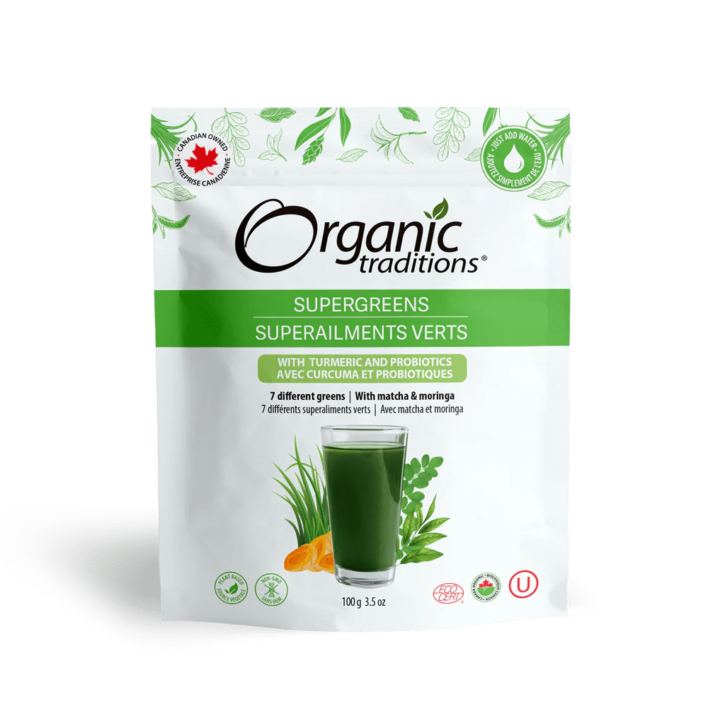 ORGANIC TRADITIONS Épicerie Superaliments verts avec curcuma et probiotiques bio 100g